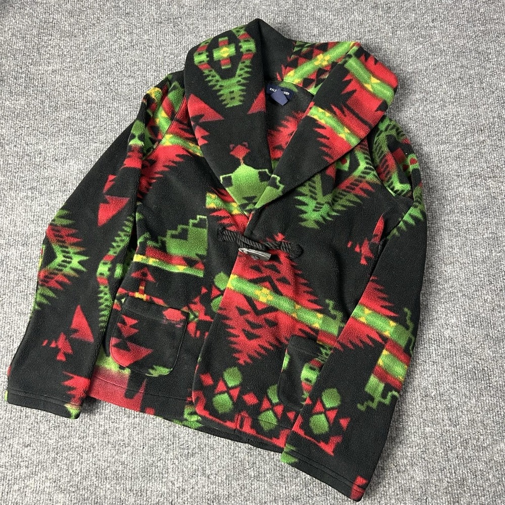 Ralph Lauren Coat Kids 16 Multicolor Southwest Fleece Shawl Collar Pockets